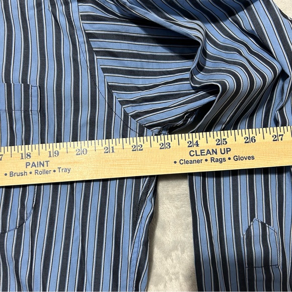 Burberry London Shirt Mens Large 16 Button Down Blue Stripe - Picture 6 of 9